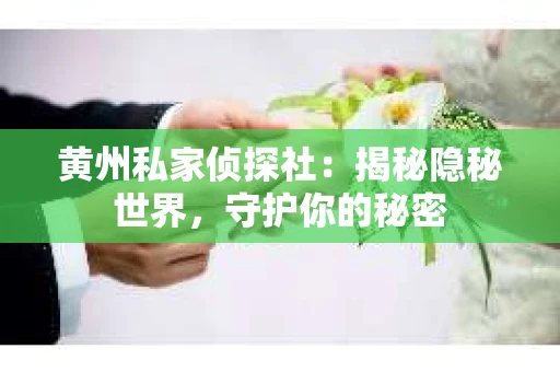 黄州私家侦探社：揭秘隐秘世界，守护你的秘密