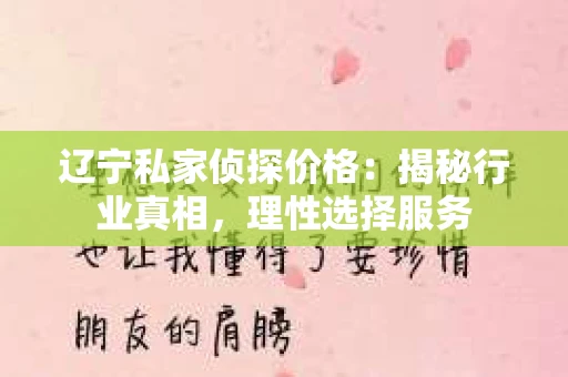 辽宁私家侦探价格：揭秘行业真相，理性选择服务