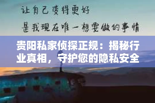 贵阳私家侦探正规：揭秘行业真相，守护您的隐私安全