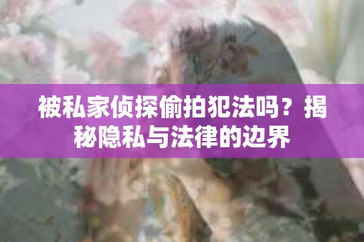 被私家侦探偷拍犯法吗？揭秘隐私与法律的边界