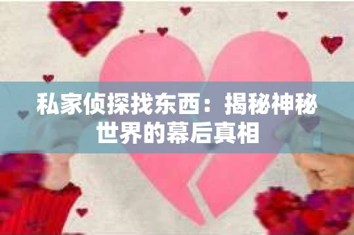 私家侦探找东西：揭秘神秘世界的幕后真相