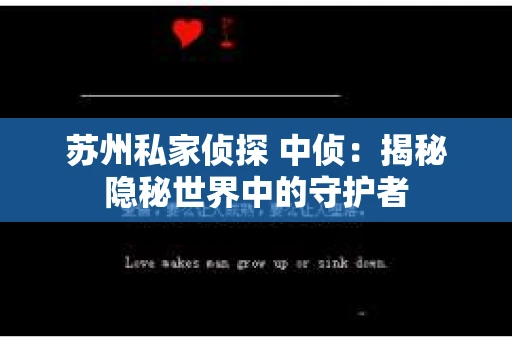 苏州私家侦探 中侦：揭秘隐秘世界中的守护者