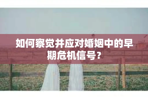 如何察觉并应对婚姻中的早期危机信号？
