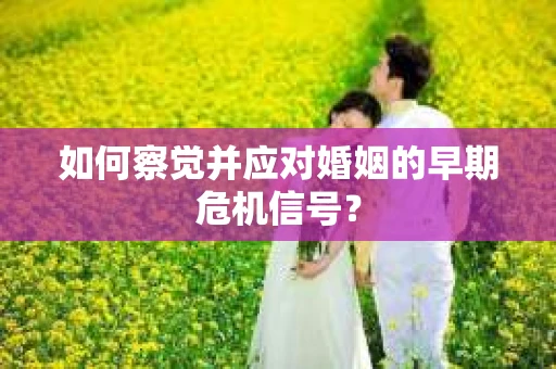 如何察觉并应对婚姻的早期危机信号？